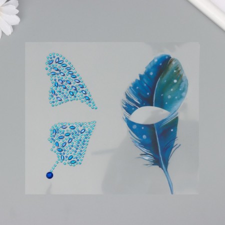 Stick plastic rhinestones "Wing butterfly and feather" 16x17 cm-1