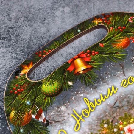 Board cutting shade "Santa Claus on the machine 2024", 21.2 × 19.5 × 0.6 cm-4