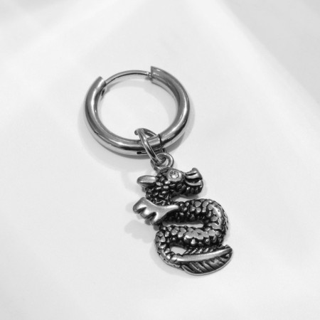 Piercing in the ear "Ring" Dragon, d = 18 mm, color silver
