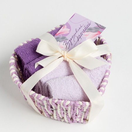 A set of terry decorative napkins Ethel "heart", 30 × 30 cm - 4 pcs, lilac, 100% cotton-5