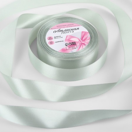Satin tape, 25 mm × 23 ± 1 m, silver color No. 176