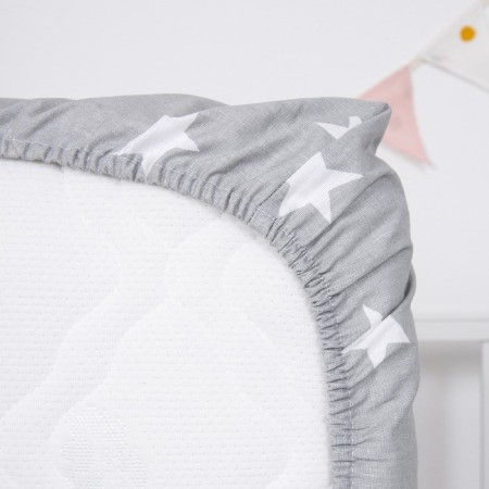 Sheet on the elastic band "Stars on the gray", size 60x120 cm-3