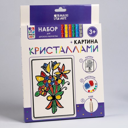 Picture with crystals "Bouquet of flowers", 12 × 18 cm-4