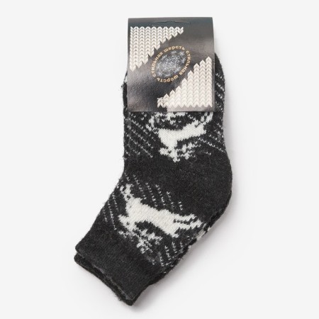 Children's woolen socks "deer", black color, size 20-2