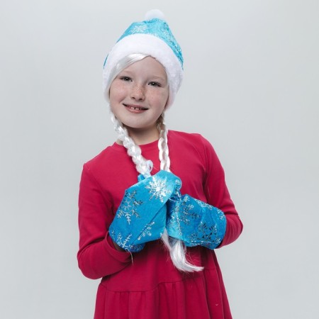 Carnival set "Magic Snow Maiden": hat, mittens, wig with pigtails, p. 56–58 cm-6