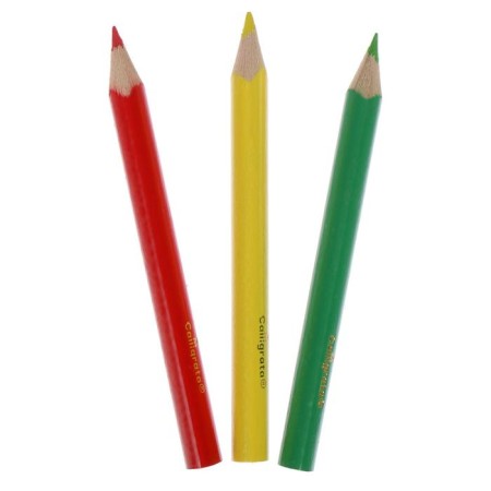 Pencils colored 12 flowers mini, wooden case, triangular-4