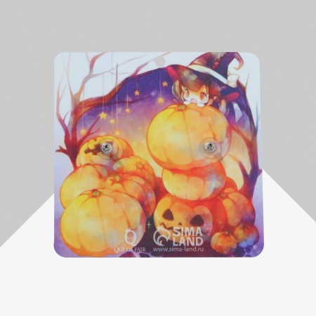 Acryl Earrings "pumpkins" with bats, colored in silver-4