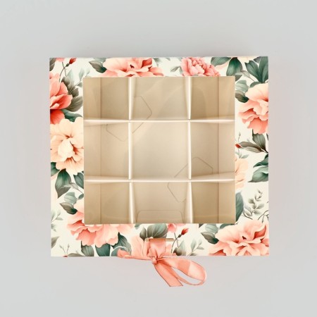 Box for 9 sweets with cells “You are beautiful” 14.5 x 13.5 x 3.5 cm-2