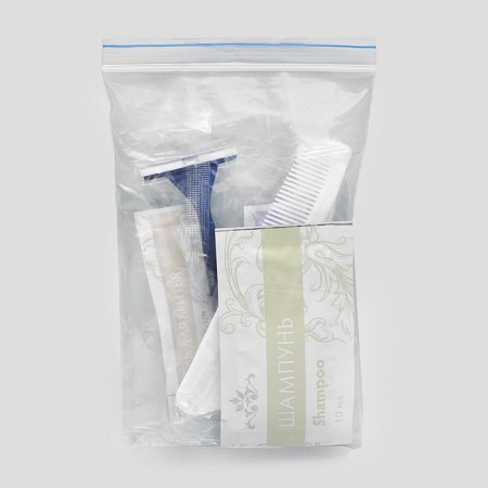 A set of 5 Travel (razor set, dental set, shampoo Sasha, soap, comb)-8