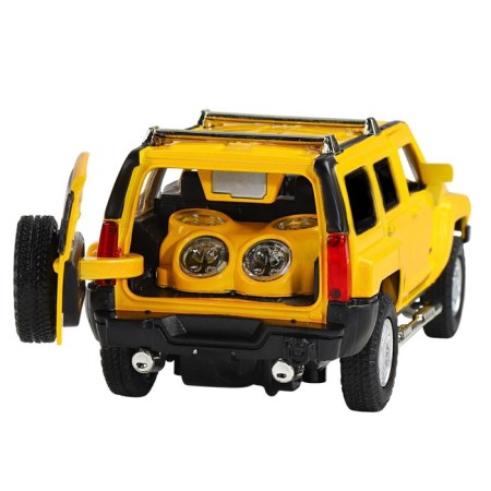 Metal machine Hummer h3 1:32 Color yellow inertia, light and sound effects, doors open-8