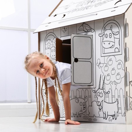 Set for creativity "House-coloring: Blue Tractor", house from cardboard-2