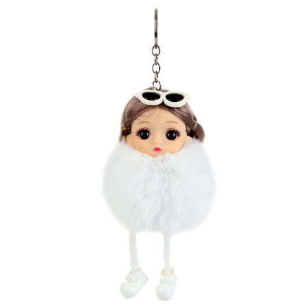 Soft toy "Puppet Model" on a key fob, 16 cm, white color-4