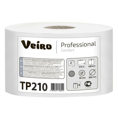 Tuel paper for the Veiro Professional Comfort TP210 dispenser with centers, 2 layers, 215 meters (1000 sheets)