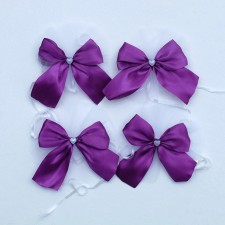 Bows on the handles of a wedding car, 4 pcs., Purple