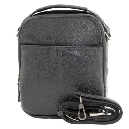 Male bag, genuine leather, black 17x6x20 cm