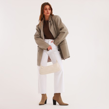 Bag Women's Baget with a zipper, white color-7