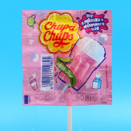 Карамель Сhupa-Сhups 3D Milk Foam Tea со вкусом Персика и клубники, 15 г-1