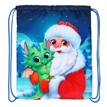 Bag for sweets 290 x 340 mm, dragon "Santa Claus with a dragon" (soft polyester density 210d)-1