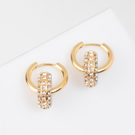 Earrings with the removable element "Transformer" circles, color gold with silver-1