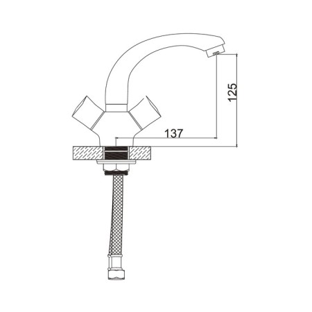 Comer for the Accoona A89473 sink, two -wound, with a nut, silumin, chrome-4