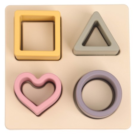 Developing toy - sorter “Study figures”, food silicone, beige color, Mum & Baby-11