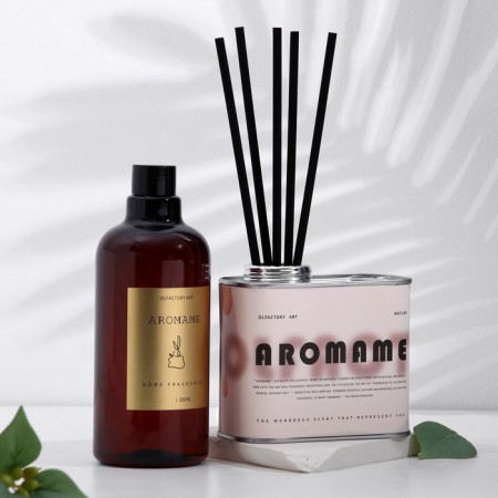 Набор диффузор ароматический "Aromame", слива, амбра, кожа, табак, 500 мл, прямоуг банка-2