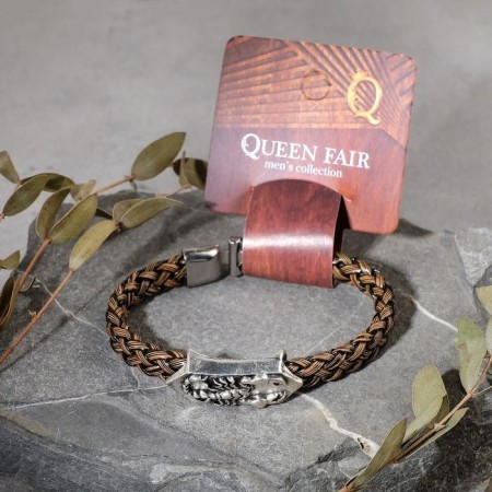 Bracelet Unisex "Style" pigtail, scorpion, brown color with black silver, 21.5 cm-4