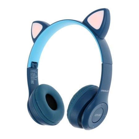 Headphones of Ergolux ElX-BTHP02-C06, wireless, overhead, microphone, 250mach, FM, blue