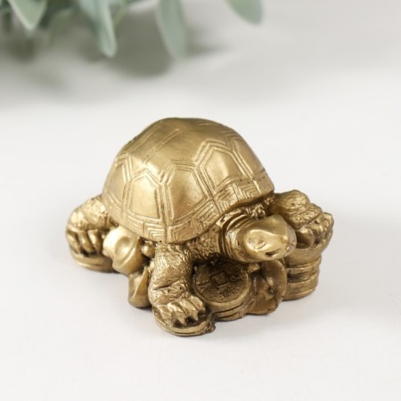 NECKE bronze "Turtle on coins" T-215 5.5 x 3.5 x 3 cm-3