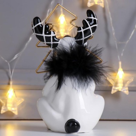 Souvenir Ceramics "Losik with a Christmas tree" white-black with gold, fluff 18.2x10x10.5 cm-2