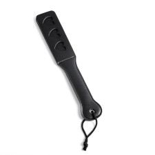 Shlepalka, BDSM accessory of the oka-chpoki, black hearts, 32 x 5.5 cm, eco-leather, black
