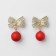 New Year! Earrings "New Year" bows, white-red color in gold