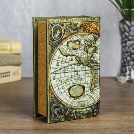 Safe-book wood "Map of the discoverers" 17x11x5 cm-4