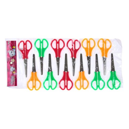 Chancellery scissors 13 cm, plastic handles, rounded ends with a ruler, MIX case-11