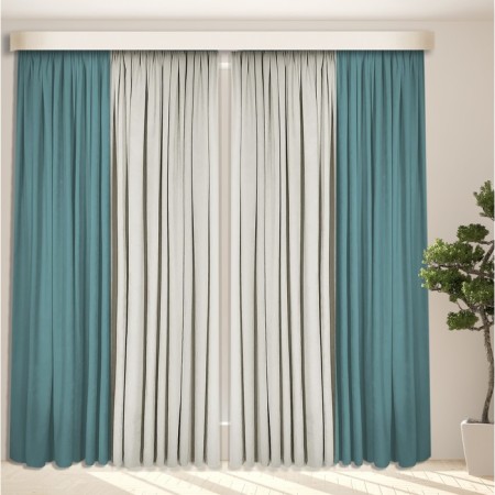 Set of curtains "Canvas", size 200x260 cm, 2 pcs, turquoise color, gray color-1