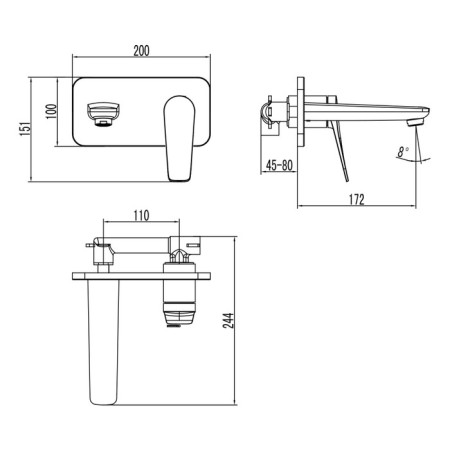 Lemark Bronx LM3726BL sink mixer, single -leaf, hidden, pour 172 mm, black-2