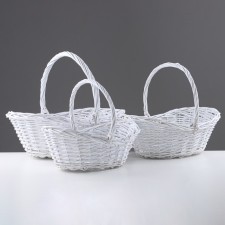 A set of baskets, 3 pcs, 50x37xh16/40 cm, 41x31x13/34 cm, 34x24x12/29 cm, white, vine
