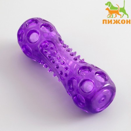 A toy-stick made of thermoplastic rubber with a drowned squeak, purple