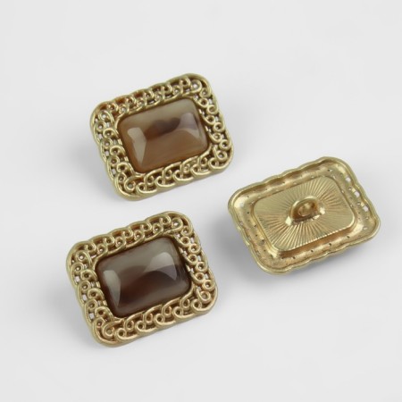 A set of metal buttons on the leg, 18 × 21mm, 3 pcs, brown/gold color-1