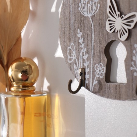 Hooks decorative wood "Castle with plants and butterfly" 2.5x15x17 cm-2