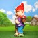 Garden figure "Dwarf with medium mushrooms", 55x24x21cm, mix