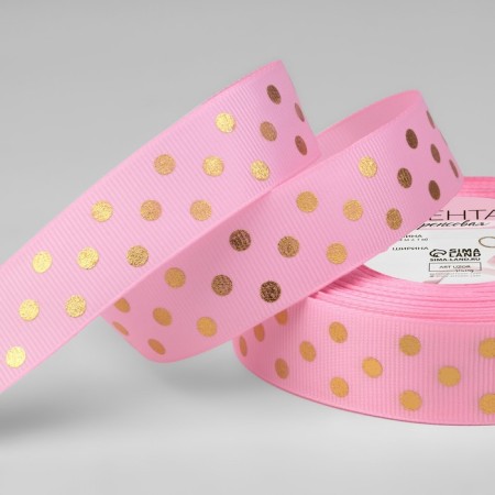 Republic tape with embossing “Peas”, 25 mm, 23 ± 1 m, pink color No. 004