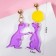 Acrylic earrings "dinosaurus" cute, color violet-yellow