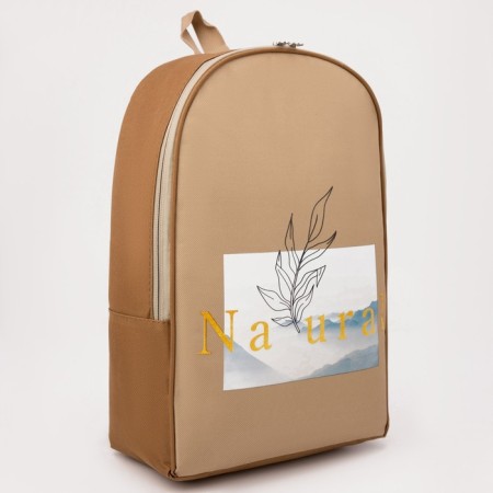Backpack School Textile Natural, 25x13x37 cm, beige color-5