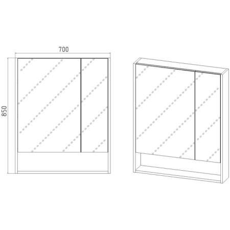 Viant mirror “Malta 70” 700x134x850 mm, right/left, without light-3