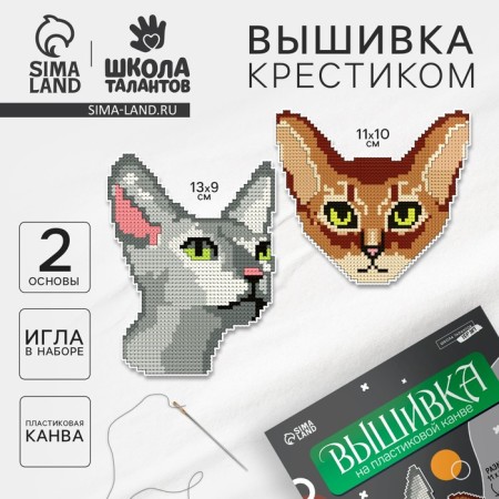 Cross -stitch on the plastic canvas "Important cats", a set for creativity