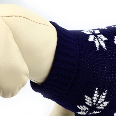 Clothing for dogs. Knitted sweater with "New Year" ornament, blue, size L-3