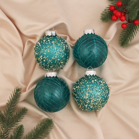 Set of balls plastic D-8 cm, 4 pcs "austen" web, turquoise