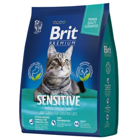 Dry food Brit Premium Cat Sensitive for cats, lamb and turkey, 2 kg