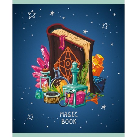 Notebook 48 sheets in a cage on a scraper, Magic Book, coated cardboard, glitter varnish, white offset 60g/m2, mix-4